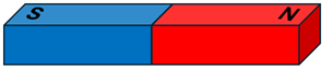 A red and blue rectangular magnet